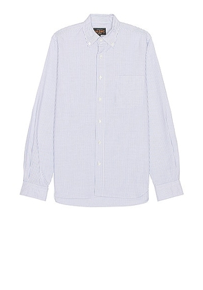 Beams Plus Oxford Candy Stripe in Blue - Blue. Size S (also in XL).