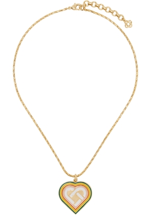 Casablanca Gold Heart Monogram Medallion Necklace