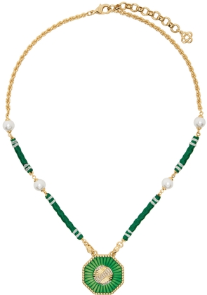 Casablanca Gold & Green Crystal Tennis Ball Necklace