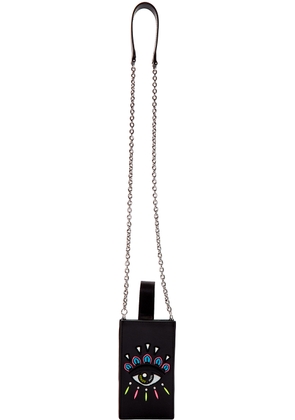 Kenzo Black Leather Eye Phone Chain Bag
