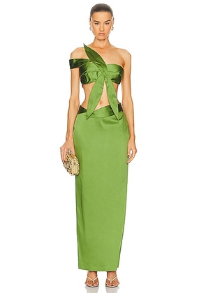Cult Gaia Sharlena Long Gown in Olea - Olive. Size L (also in M, S).