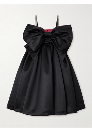 Nina Ricci - Crystal-embellished Bow-detailed Satin Mini Dress - Black - FR34,FR36,FR38,FR40,FR42,FR44,FR46