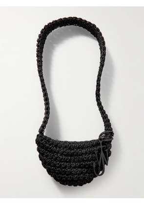JW Anderson - Popcorn Leather-trimmed Crocheted Cotton Shoulder Bag - Black - One size