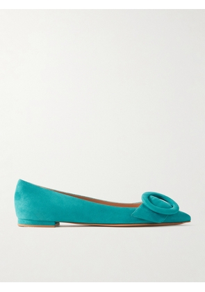 Gianvito Rossi - Buckled Suede Point-toe Flats - Blue - IT37,IT37.5,IT38,IT38.5,IT39,IT39.5,IT40,IT40.5,IT41,IT42