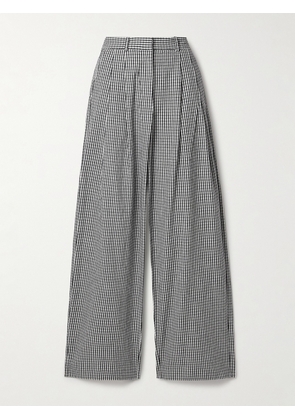 Proenza Schouler White Label - Amber Pleated Gingham Cotton And Linen-blend Wide-leg Pants - Multi - US0,US2,US4,US6,US8,US10,US12
