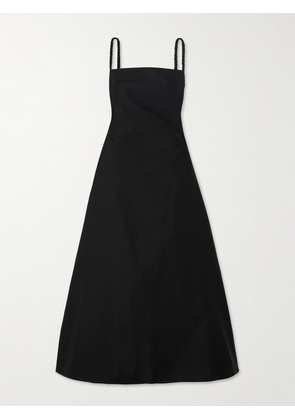Molly Goddard - Raya Open-back Ruffled Cotton-twill Midi Dress - Black - UK 6,UK 8,UK 10,UK 12,UK 14