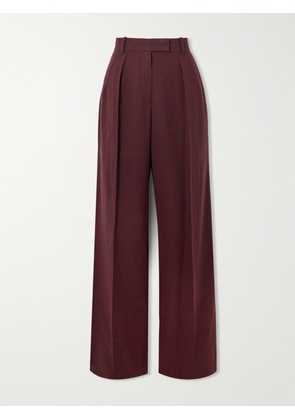 The Row - Antone Pleated Wool Wide-leg Pants - Burgundy - US0,US2,US4,US6,US8,US10,US12,US14