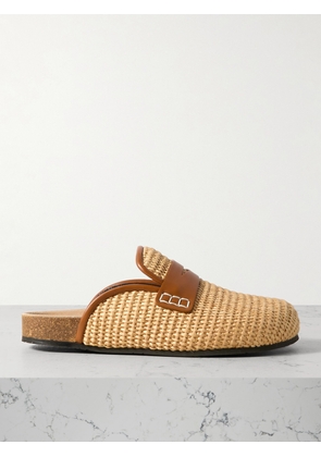 JW Anderson - Leather-trimmed Raffia Mules - Neutrals - IT35,IT36,IT37,IT38,IT39,IT40,IT41,IT42