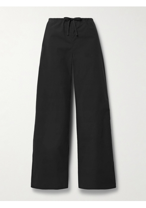 The Row - Jubin Cropped Cotton-poplin Wide-leg Pants - Black - x small,small,medium,large,x large