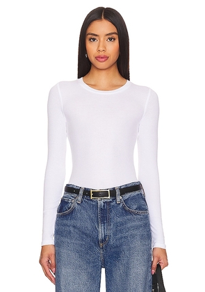 Favorite Daughter The Ribbed Long Sleeve Top in White. Size M, S, XS.