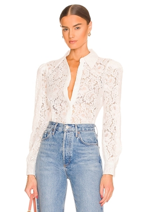L'AGENCE Jenica Lace Blouse in White. Size S, XL, XS.
