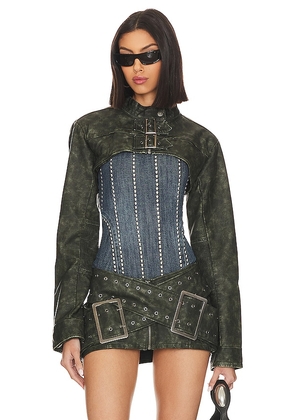 Jaded London Assassin Ultra Cropped Jacket in Army. Size M, S.