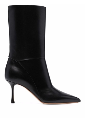 Francesco Russo mid-heel leather boots - Black