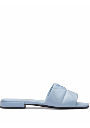 Prada triangle quilted sandals - Blue