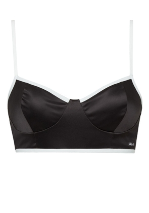 Karl Lagerfeld logo-embroidered satin-finish bra - Black