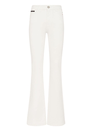Philipp Plein logo-appliqué flared jeans - White