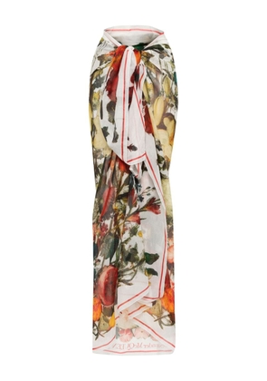 Alexander McQueen floral-print rectangle pareo - Red