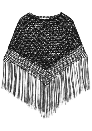 GANNI sheer fringed shawl - Black