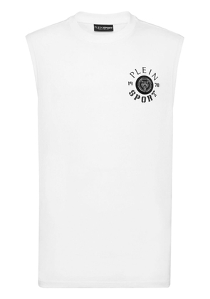 Plein Sport logo-appliqué cotton tank top - White