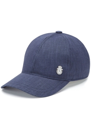 Billionaire logo-appliqué linen baseball cap - Blue