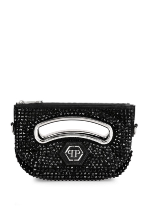 Philipp Plein crystal-embellished suede mini bag - Black