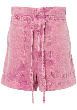 ISABEL MARANT acid-wash paperbag shorts - Pink