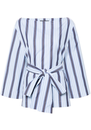 Alberta Ferretti striped belted blouse - Blue