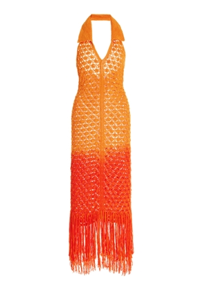 Alejandra Alonso Rojas - Exclusive Summer Club Crocheted Silk Midi Dress - Orange - L - Moda Operandi