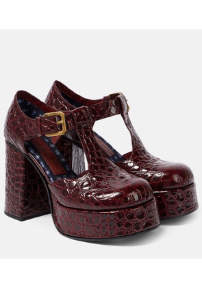 Etro Croc-effect leather Mary Jane pumps