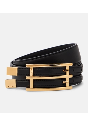 Etro Double Buckle slim leather belt