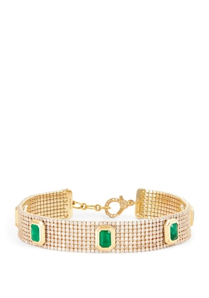 Shay Yellow Gold, Diamond And Emerald Deco Bracelet