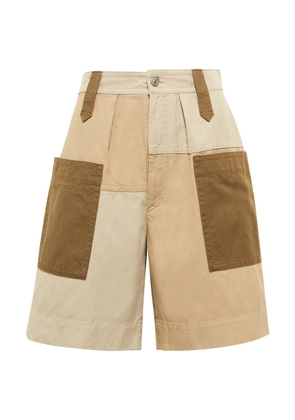 Marant Etoile Kalerna cotton and linen colorblocked shorts