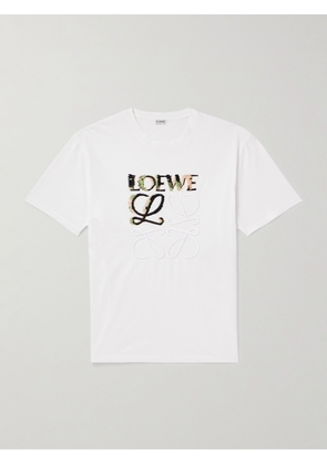 LOEWE - Logo-Embroidered Cotton-Jersey T-Shirt - Men - White - XXS