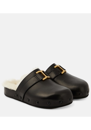 Chloé Marcie leather and shearling slippers