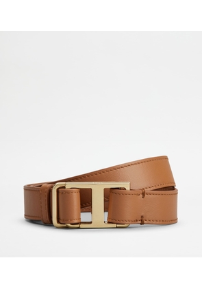 Tod's - T Timeless Belt in Leather, BROWN, 100 - Belts