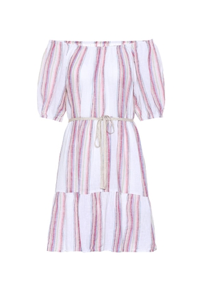 Velvet Cinthia striped linen-blend minidress