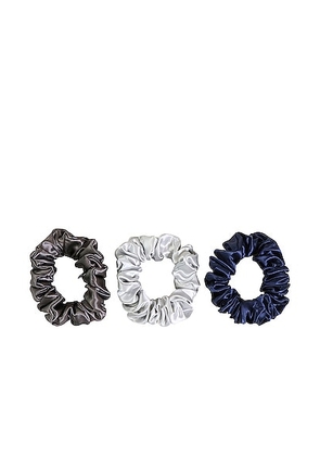 slip Classic Large Scrunchie 3 Pack in Navy  Silver & Charcoal - Beauty: NA. Size all.