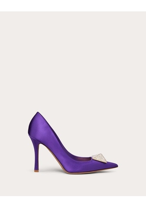 Valentino Garavani ONE STUD SATIN PUMP WITH STUD AND CRYSTALS 100MM Woman ELECTRIC VIOLET/CRYSTAL 39