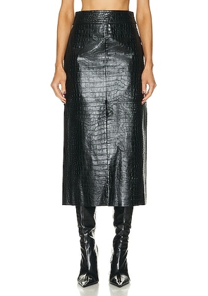 Helmut Lang Leather Midi Skirt in Black - Black. Size 8 (also in 0, 2, 6).