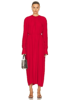 Toteme Gathered Neck Crepe Dress in Red - Red. Size 32 (also in ).