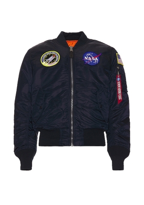 ALPHA INDUSTRIES Nasa MA 1 Bomber in Blue. Size M, XL/1X.