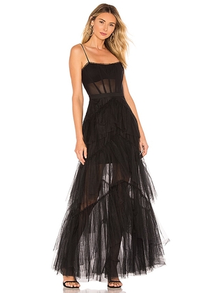 BCBGMAXAZRIA Corset Tulle Gown in Black. Size 10, 2, 4, 6, 8.