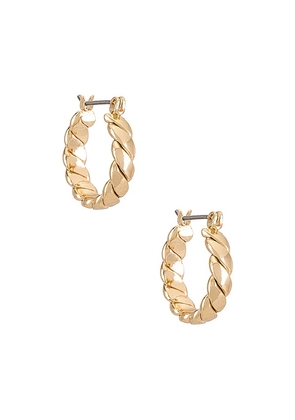 Ettika Twist Hoop Earrings in Metallic Gold.