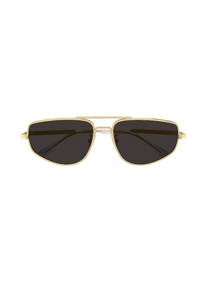 Bottega Veneta Light Ribbon Pilot Sunglasses in Metallic Gold.