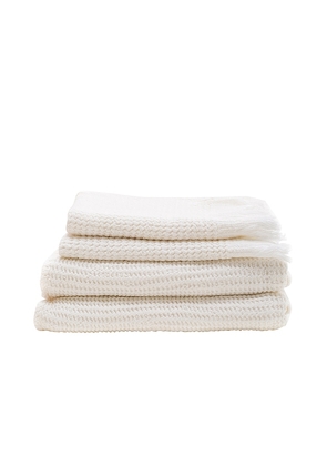 House No. 23 Ella Waffle Towel in White.