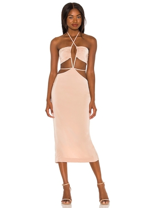 h:ours Enza Midi Dress in Nude. Size M, XL.