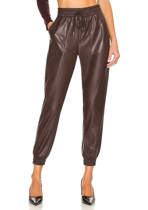 BCBGeneration Faux Leather Jogger in Chocolate. Size L, M, S.