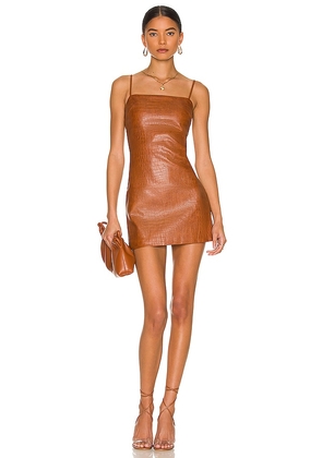 Bardot Croc Mini Dress in Cognac. Size 12, 8.