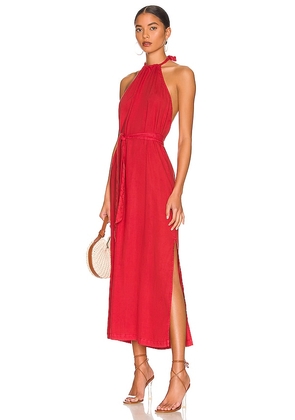 Bella Dahl Smocked Waist Halter Midi Dress in Red. Size M, S.