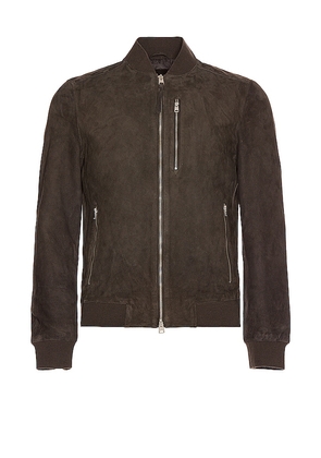 ALLSAINTS Kemble Suede Bomber in Grey. Size S, XS.